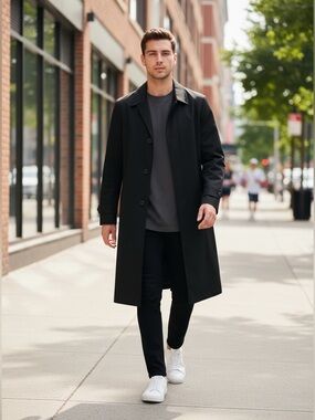 London Fog Men's Classic Black Trench Coat